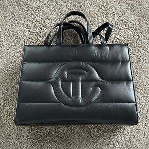 telfar x mooseknuckle medium shopping bag black